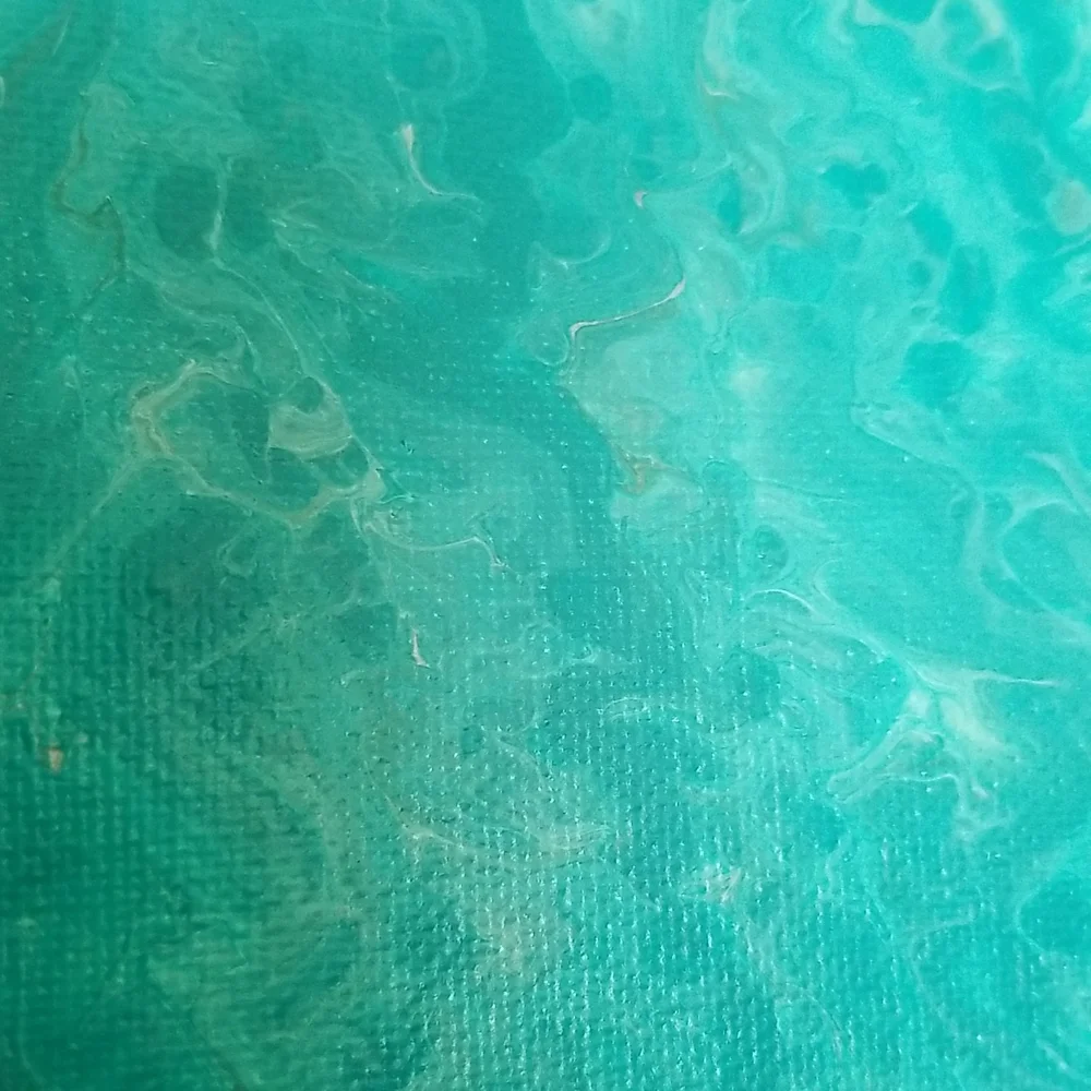 5×7 Teal White and Silver Marble Painting